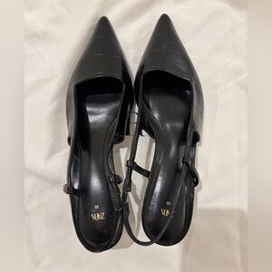 Zara Women's Sleek Black Slingback Pointed Heels